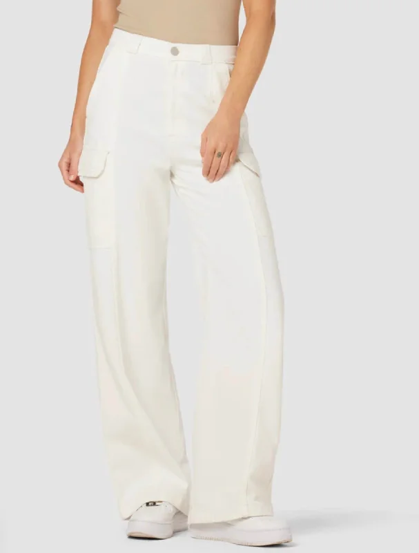 High Rise Wide Leg Cargo In White