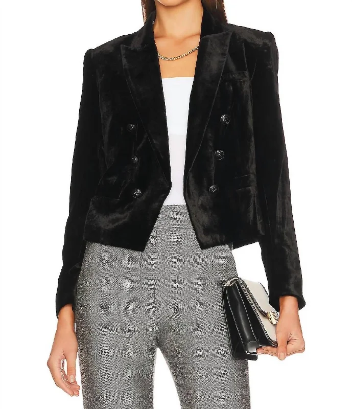 Brooke Double Breasted Crop Blazer In Black