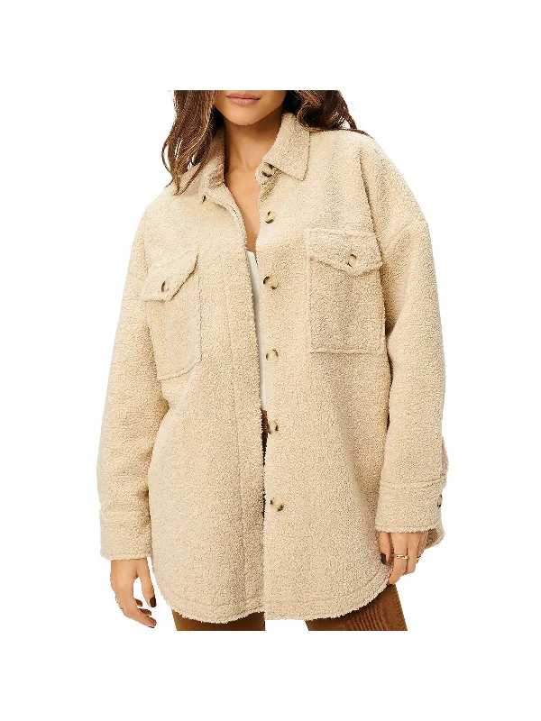 Womens Faux Shearling Midi Teddy Coat