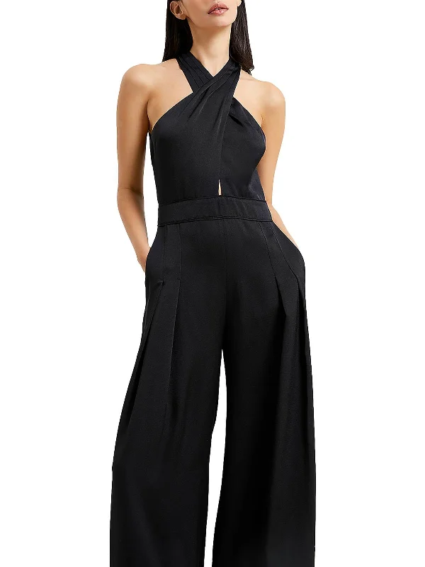 Harlow Womens Satin Halter Jumpsuit