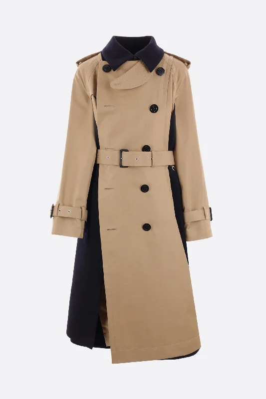 gabardine and cloth destructured trench coat