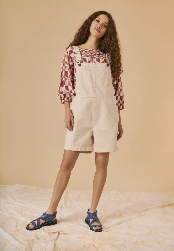 Sideline Sia Short Dungarees Ecru Organic Denim