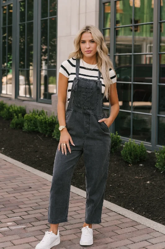 Washed Black Tencel Overalls